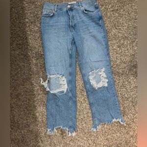Brand: Free People; Style: high rise, straight jean; Size: 28